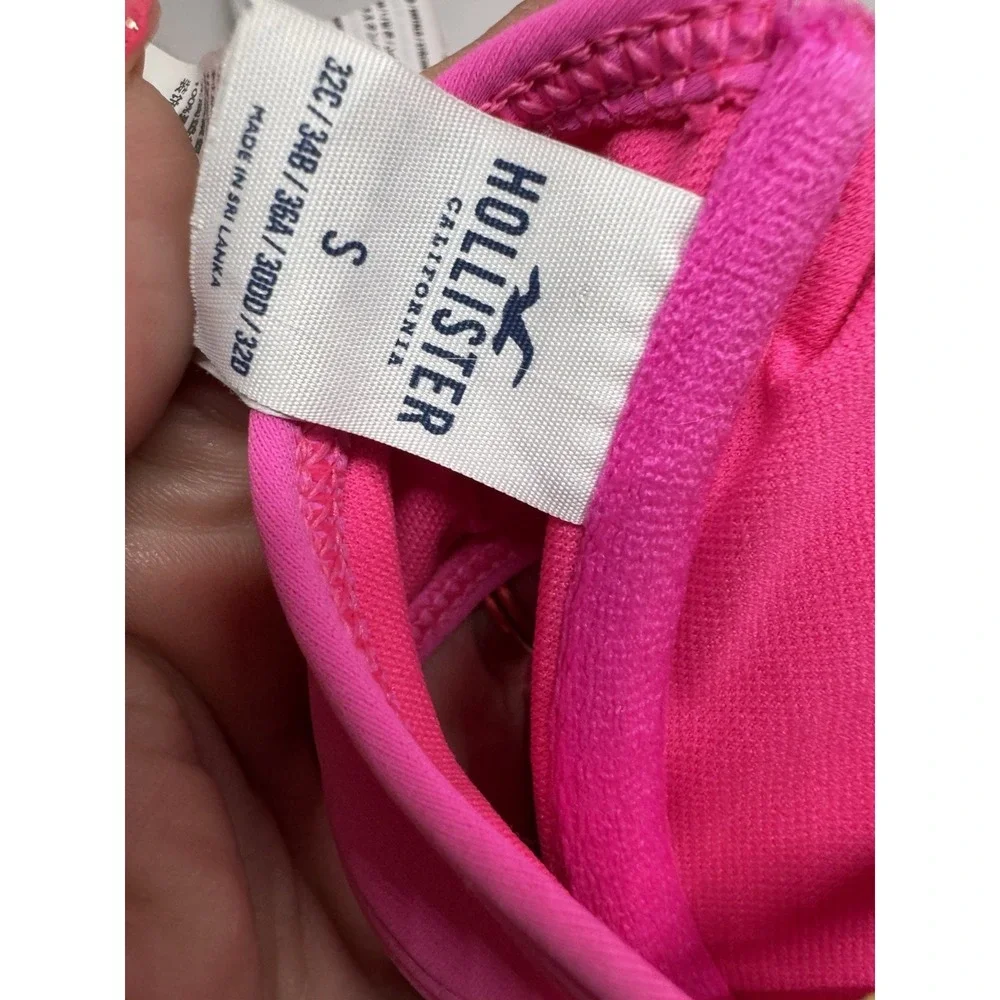 Hollister Hot Pink Bikini Cheekiest High Cut V-Front Waist Size Small EUC 0155